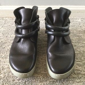 Trippen made in Germany black leather booties  non slip soles size 40